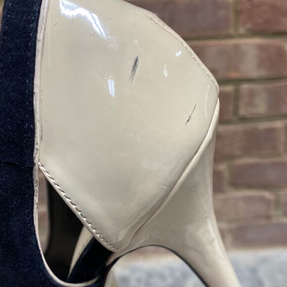 Aldo Nude & Black Suede Platform Stiletto Heel Size 8.5 - Picture 9 of 11